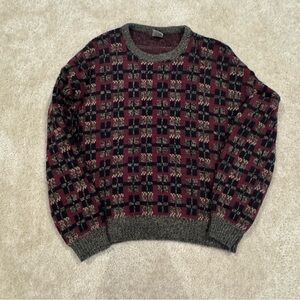 Windridge Women’s Patterned Crewneck Sweater - Red and Black